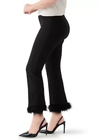 Petite Pull On Hollywood Waist Pants with Feather Trim