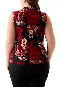 Plus Sleeveless Shirred Surplice Top