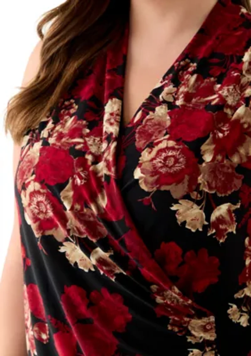 Plus Sleeveless Shirred Surplice Top