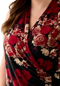 Plus Sleeveless Shirred Surplice Top