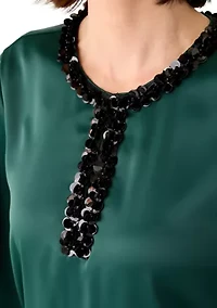 Women's Slit Front Flutter Sleeve Blouse