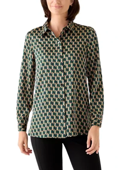 Women's Printed Collared Button Down Shirt