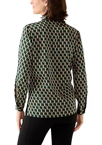 Women's Printed Collared Button Down Shirt