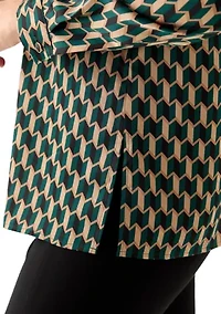 Women's Printed Collared Button Down Shirt
