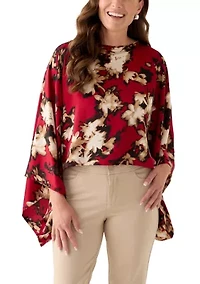 Petite Titan Boat Neck Cape Sleeve Blouse