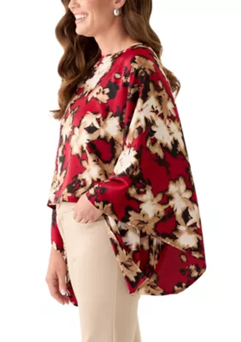 Petite Titan Boat Neck Cape Sleeve Blouse