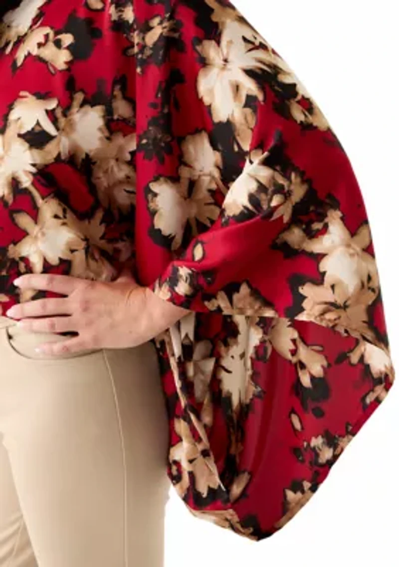 Petite Titan Boat Neck Cape Sleeve Blouse