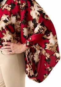 Petite Titan Boat Neck Cape Sleeve Blouse