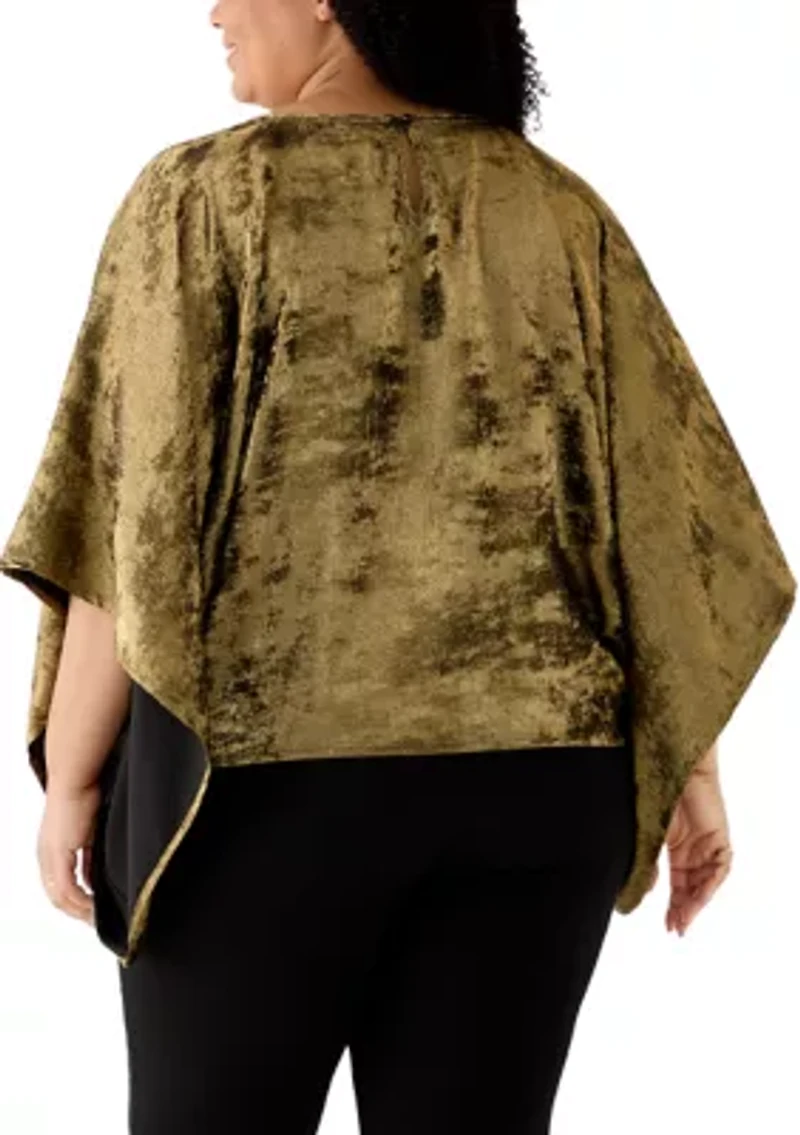 Plus Foiled Bateau Neck Cape Blouse