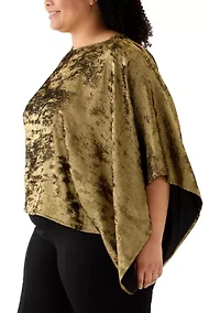 Plus Foiled Bateau Neck Cape Blouse