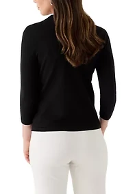 Women's Glitz Bow 3/4 Sleeves Pullover Sweater