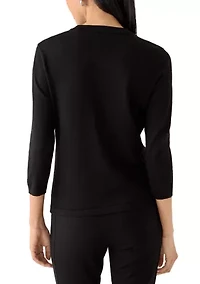 Petite 3/4 Sleeve Bow Detail Sweater