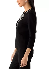 Petite 3/4 Sleeve Bow Detail Sweater