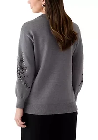 Women's Sequin Floral Tunic Sweater