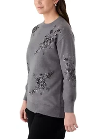 Women's Sequin Floral Tunic Sweater