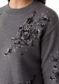 Women's Sequin Floral Tunic Sweater