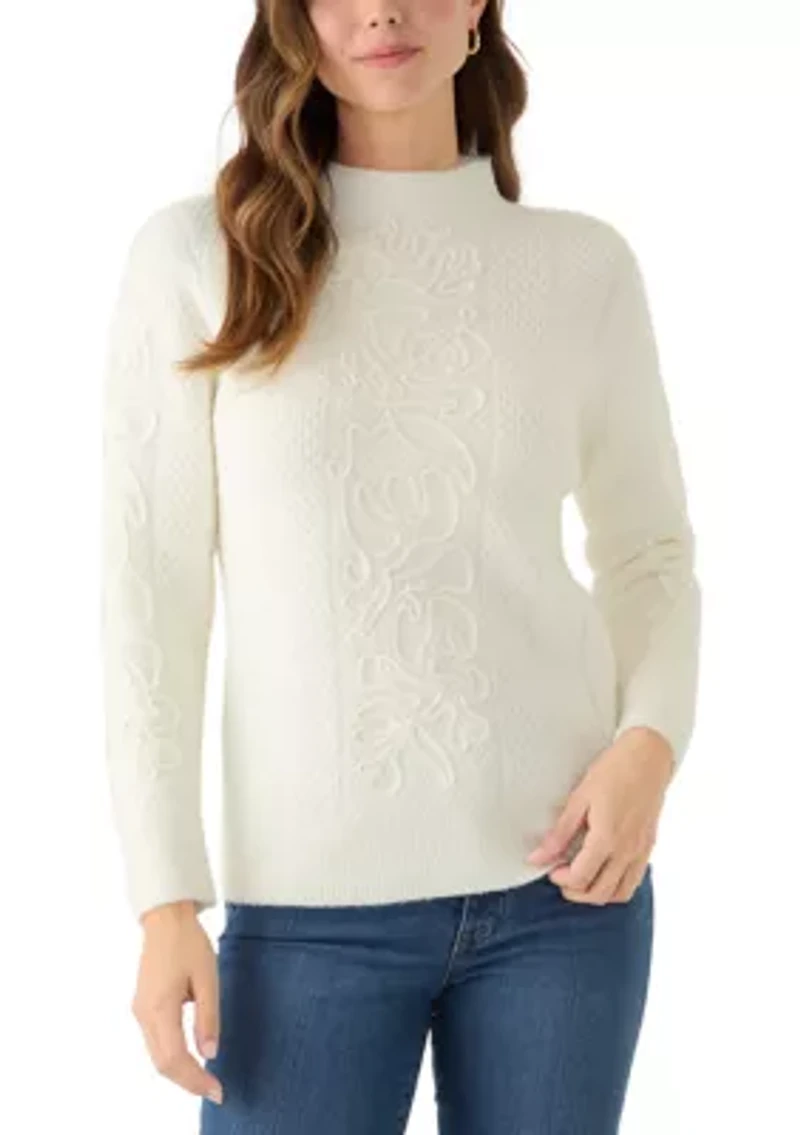 Women's Embroidered Mock Neck Sweater
