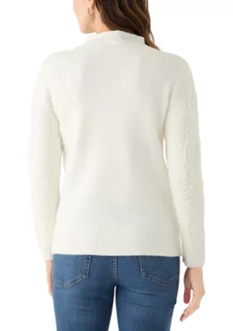 Women's Embroidered Mock Neck Sweater