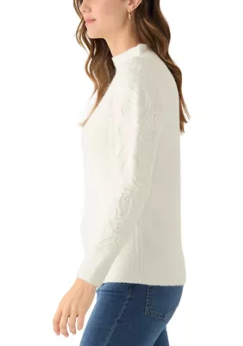 Women's Embroidered Mock Neck Sweater