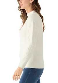 Women's Embroidered Mock Neck Sweater