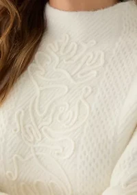 Women's Embroidered Mock Neck Sweater
