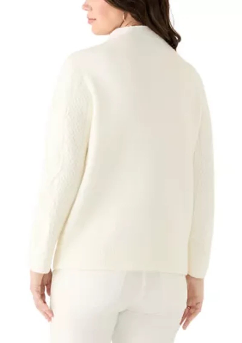 Petite Embroidered Mock Neck Sweater