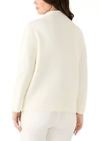 Petite Embroidered Mock Neck Sweater