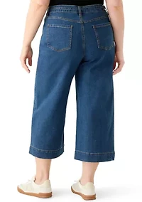 Plus Wide Leg Stretch Culottes with Belt