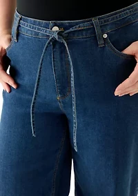 Plus Wide Leg Stretch Culottes with Belt