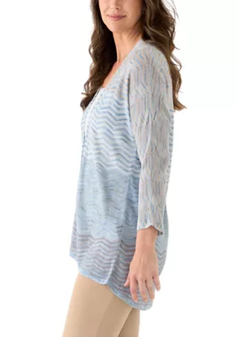 Women's Drape Front Zig Zag Cardigan