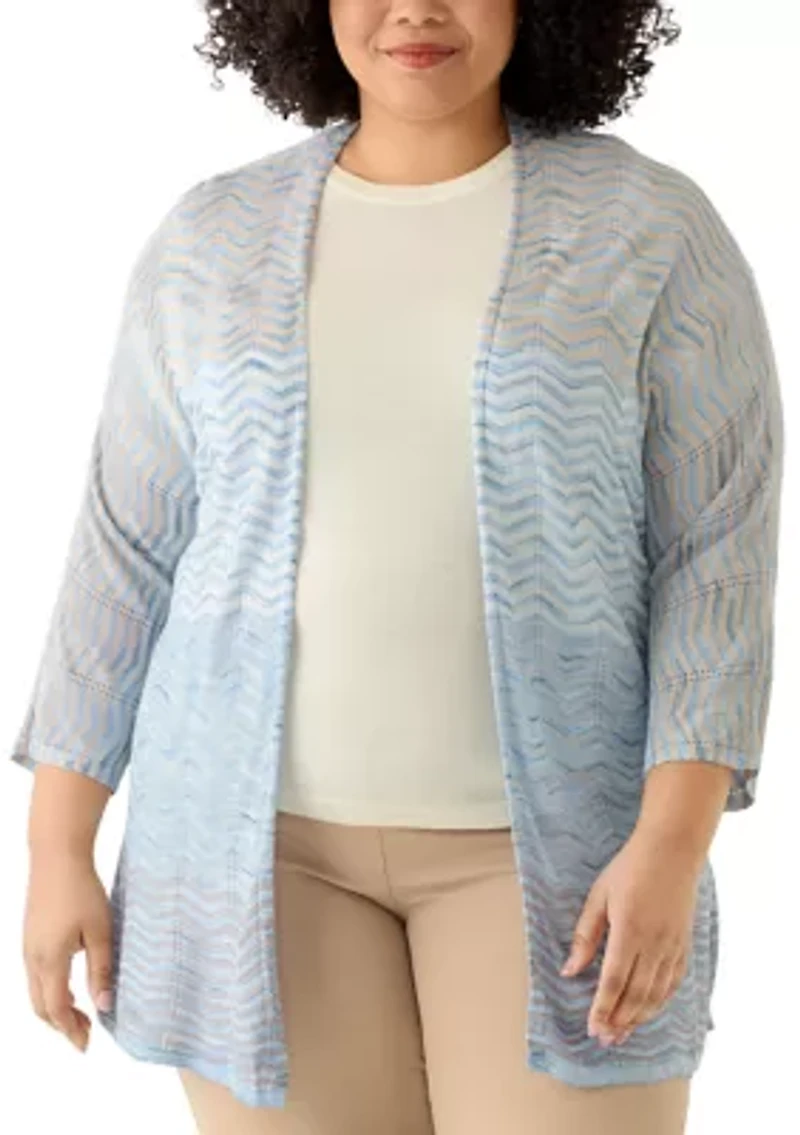Plus Drape Front Zig Zag Cardigan