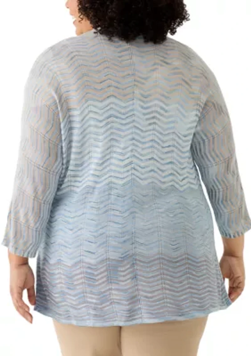 Plus Drape Front Zig Zag Cardigan