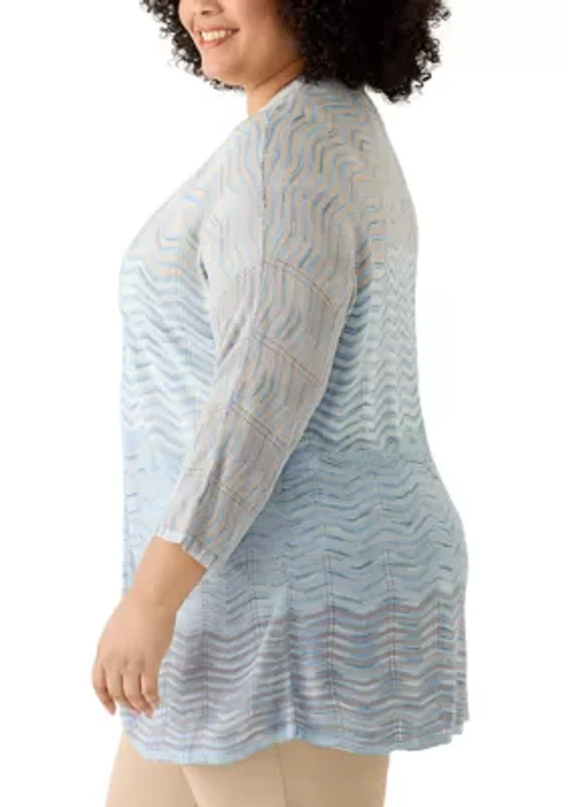 Plus Drape Front Zig Zag Cardigan