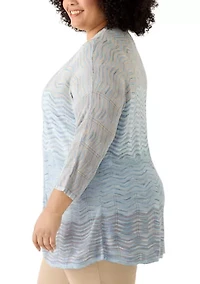 Plus Drape Front Zig Zag Cardigan