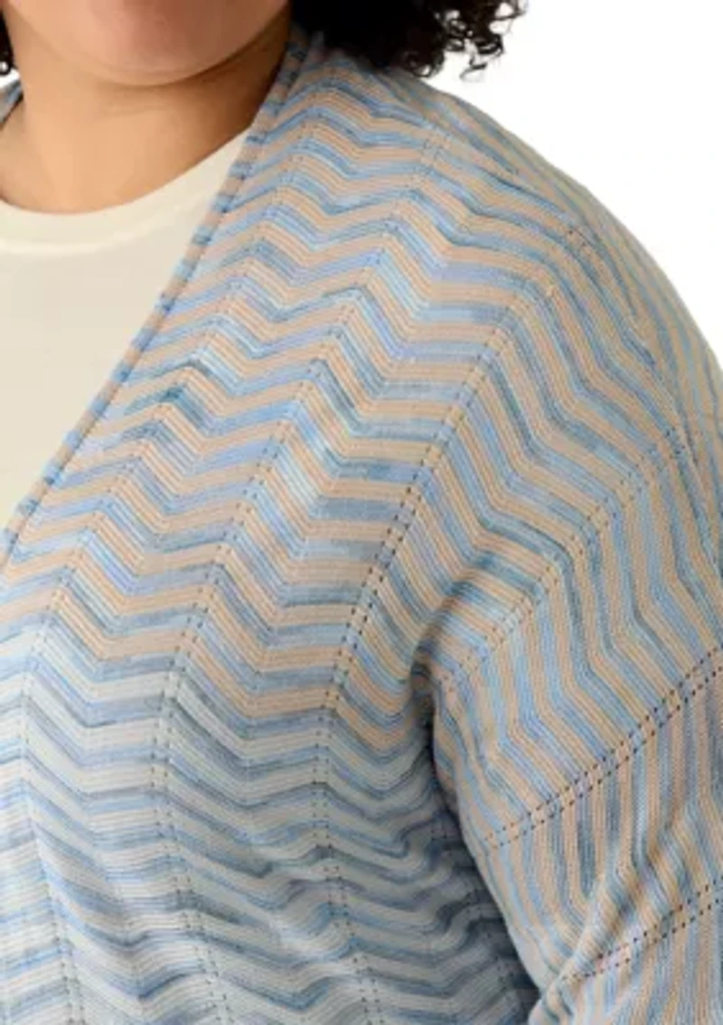 Plus Drape Front Zig Zag Cardigan