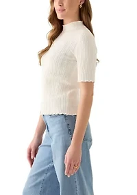 Women's Mock Neck with Stitch Sweater