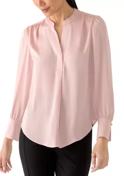 Petite V-Neck Pleat Front Blouse