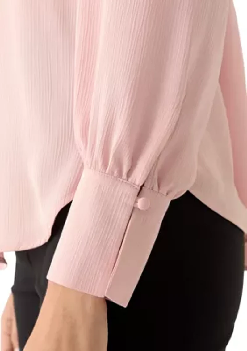 Petite V-Neck Pleat Front Blouse
