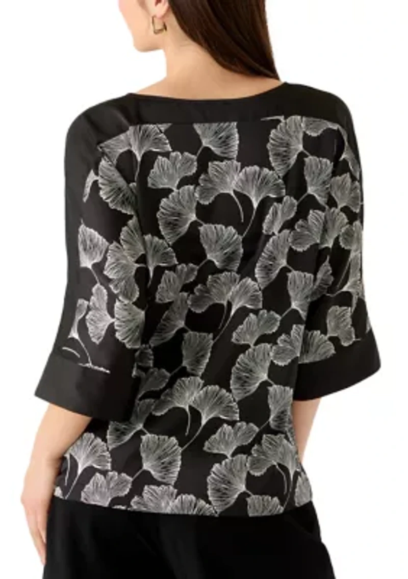 Petite 3/4 Sleeve Boat Neck Top