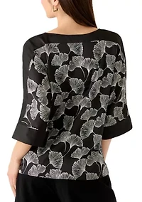 Petite 3/4 Sleeve Boat Neck Top