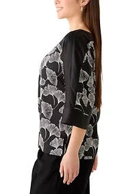 Petite 3/4 Sleeve Boat Neck Top