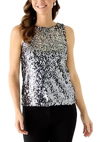 Women's Sleeveless Boat Neck Sequin Top