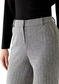 Petite Fly Front Herringbone Pants