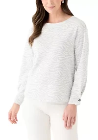 Women's Boatneck Top with Foldover Button Sleeves