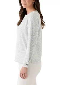 Women's Boatneck Top with Foldover Button Sleeves