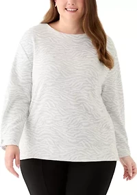 Plus White Dove Heather Grey Jaquard Sweater