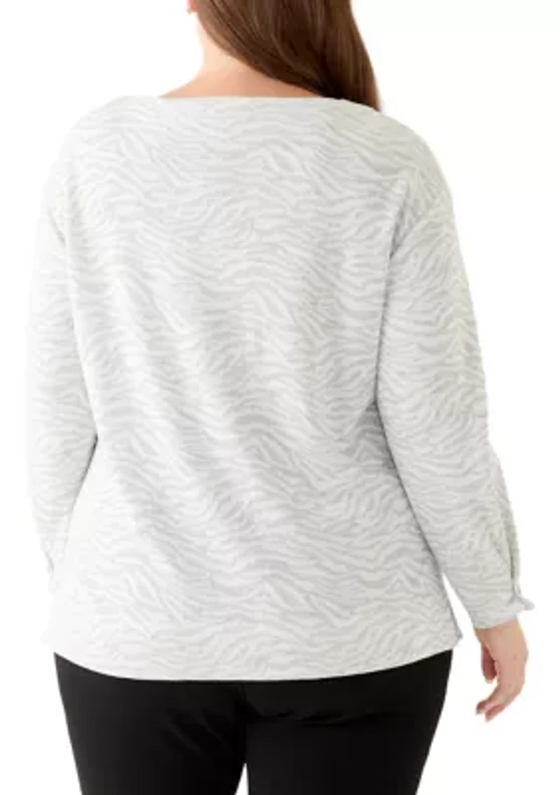 Plus White Dove Heather Grey Jaquard Sweater