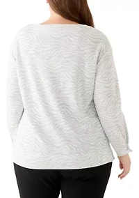 Plus White Dove Heather Grey Jaquard Sweater