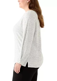 Plus White Dove Heather Grey Jaquard Sweater