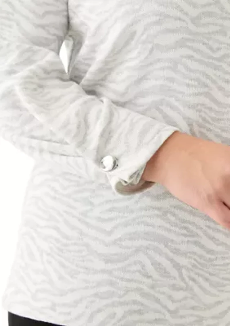 Plus White Dove Heather Grey Jaquard Sweater